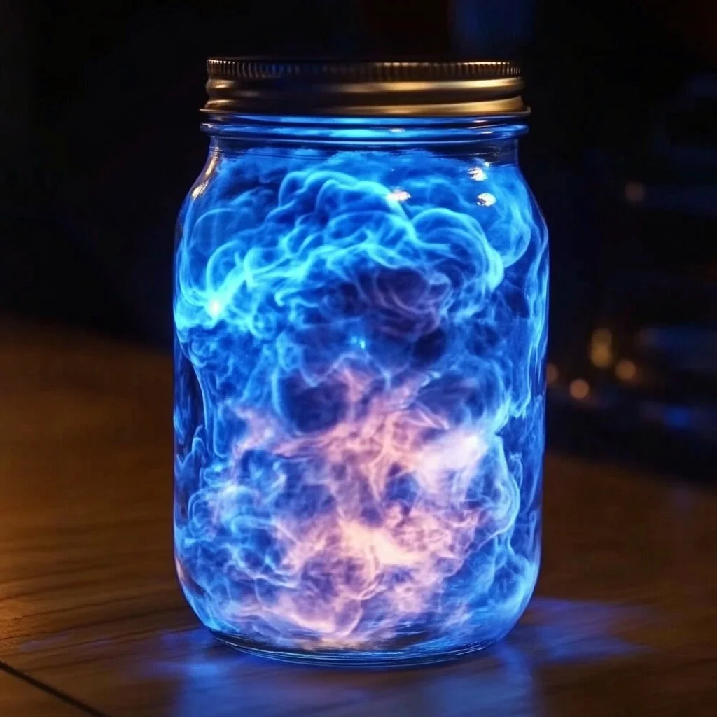 Frozen Thundercloud Glow Jar casting a soothing light in a room