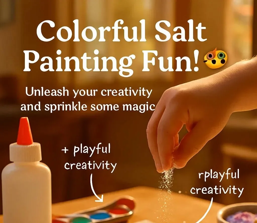 A vibrant salt painting project showcasing colorful designs made by kids.