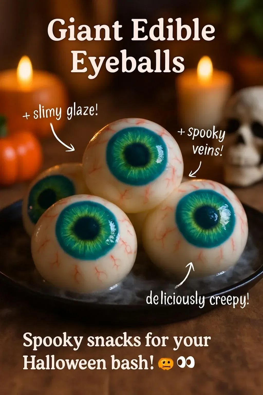 Giant edible eyeballs for fun party snacks and adventurous eating.