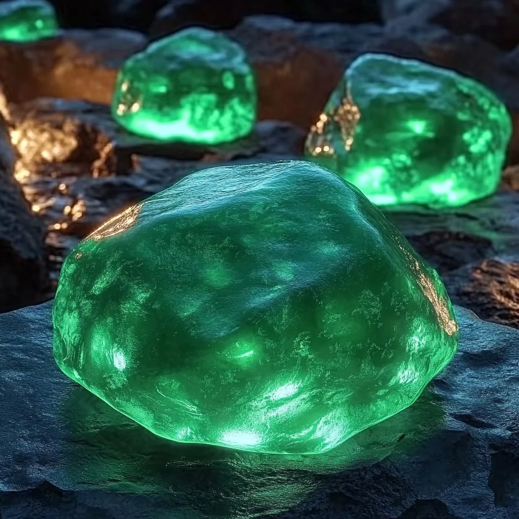 Glow in the dark moon rocks showcasing luminous texture and beauty.