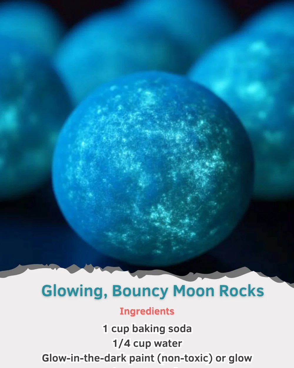 Glowing and bouncy moon rocks displayed in a natural setting.