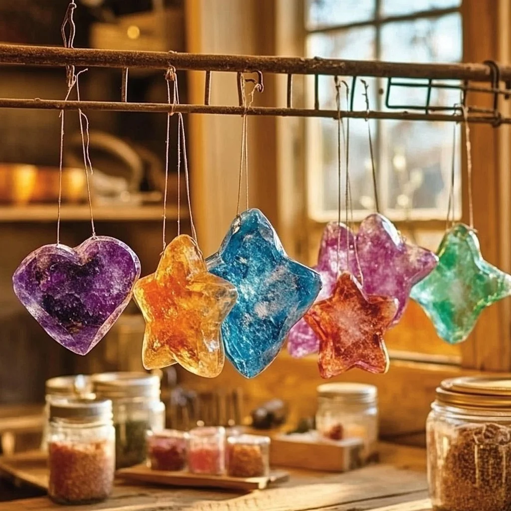 Colorful borax crystal gems created through a simple DIY process.