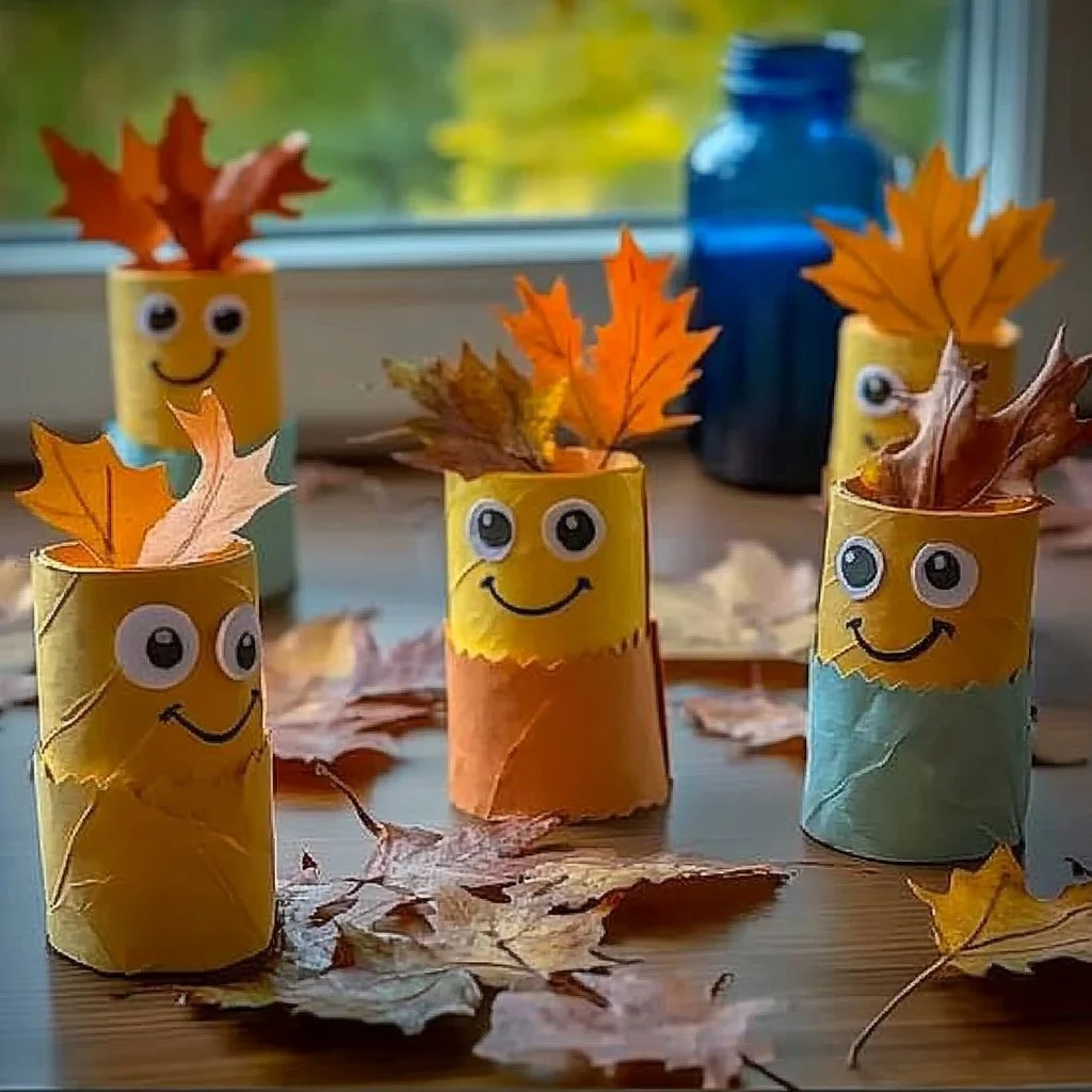 Creative Leaf People craft for kids using autumn leaves and art supplies