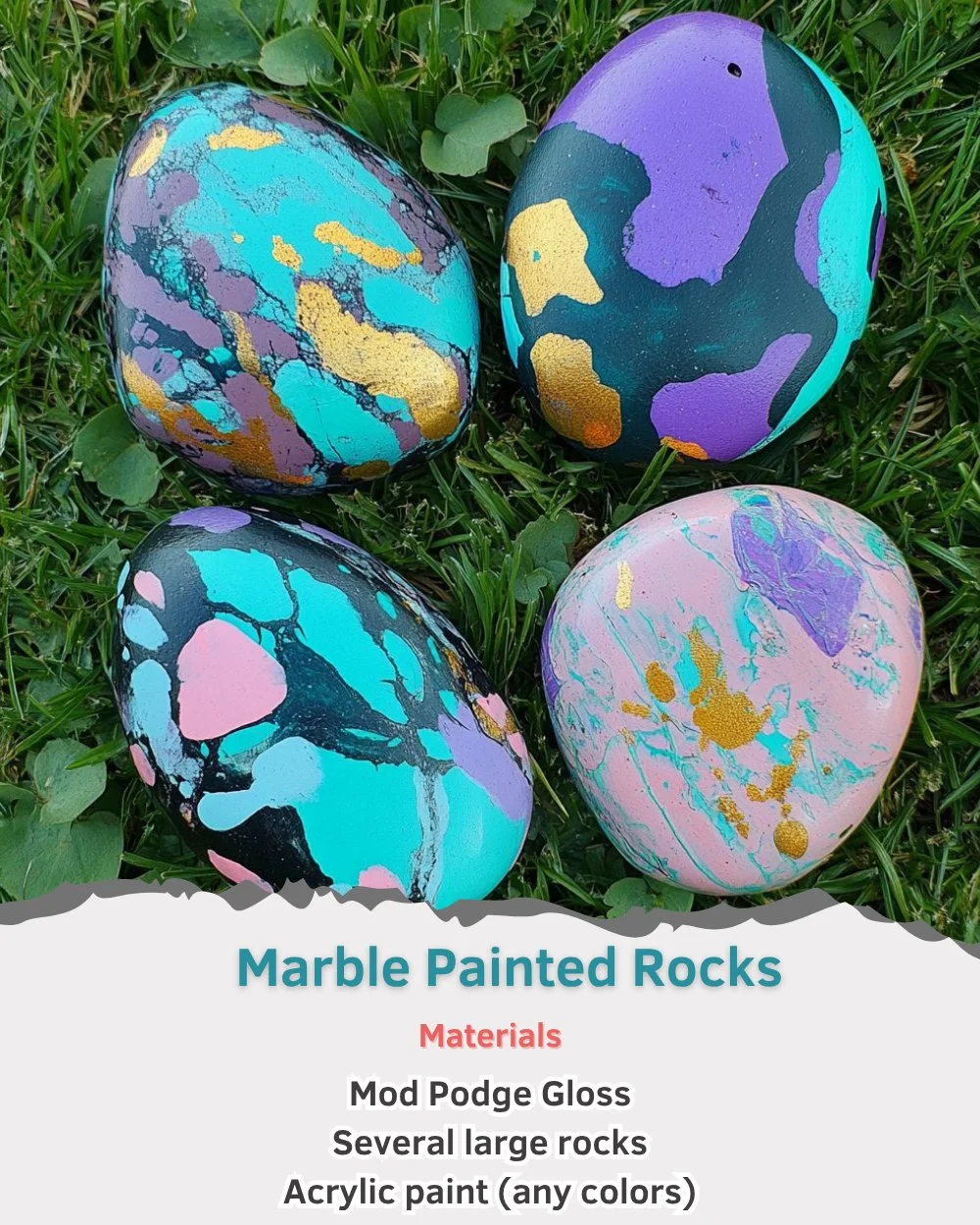 Beautifully crafted marble painted rocks in various colors and designs
