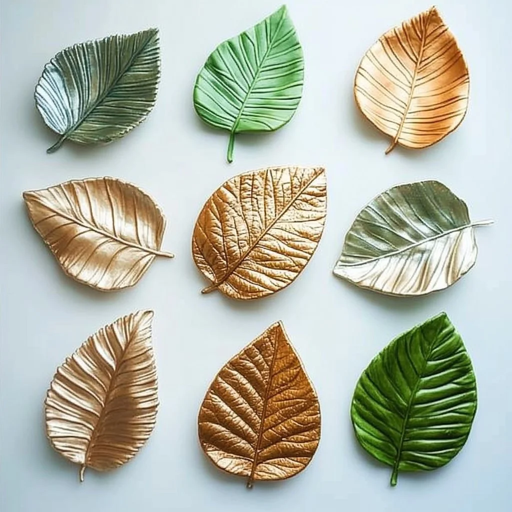 Nature-inspired leaf clay dishes showcasing unique designs
