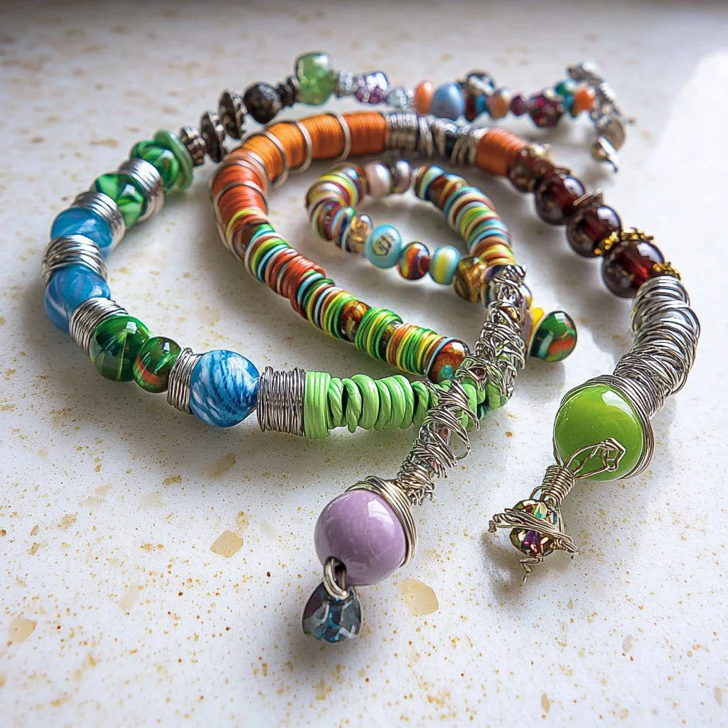 Handmade colorful paper beads for jewelry making