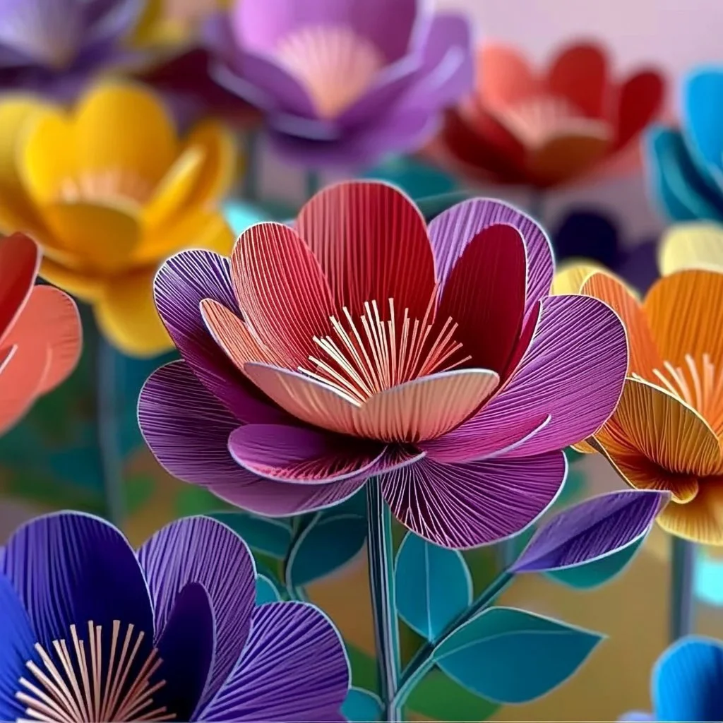 Colorful Paper Cup Flowers arranged for decoration