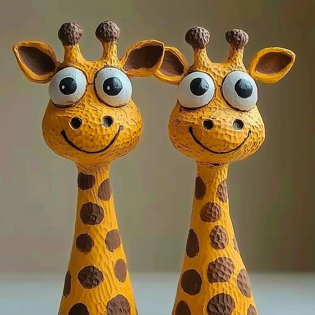 Colorful Peanut Shell Giraffes craft made from natural materials