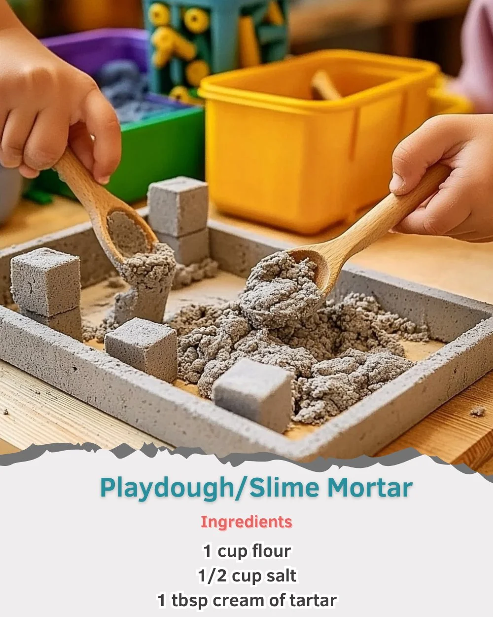 Colorful Playdough Mortar and Slime Mortar for creative activities.