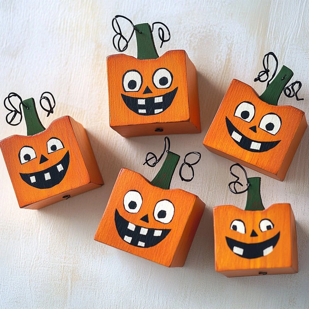 Set of colorful pumpkin magnets for fall decoration