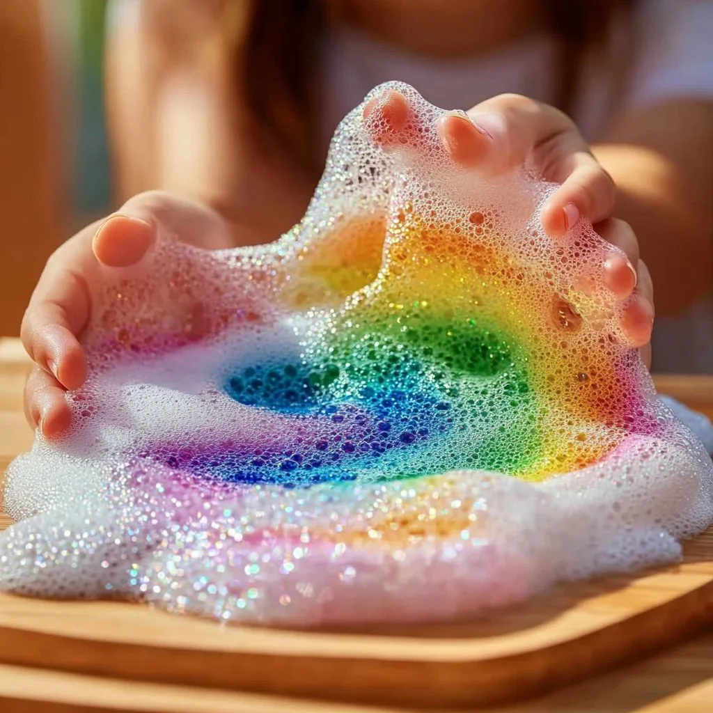 Colorful Sparkling Rainbow Bubble Slime with unique twist features