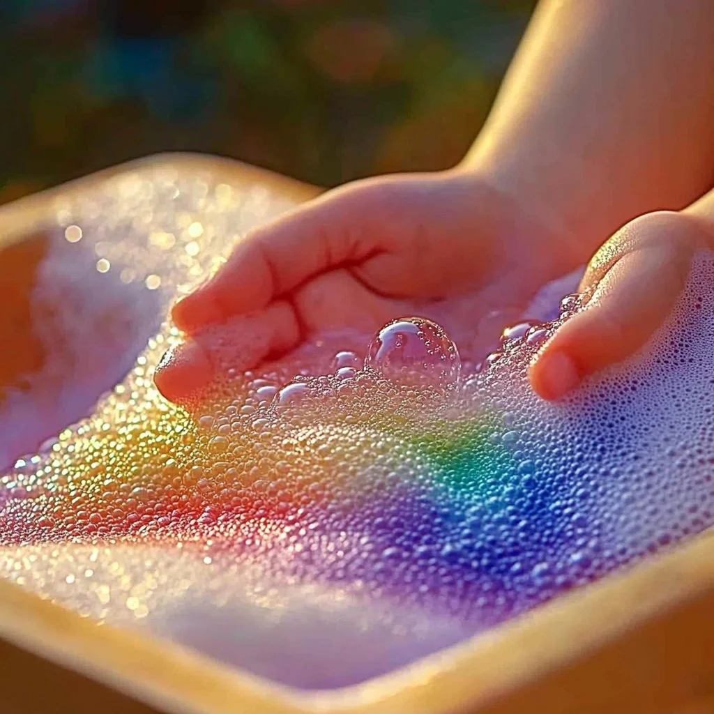 Sparkling Rainbow Bubble Slime with a Twist for creative play