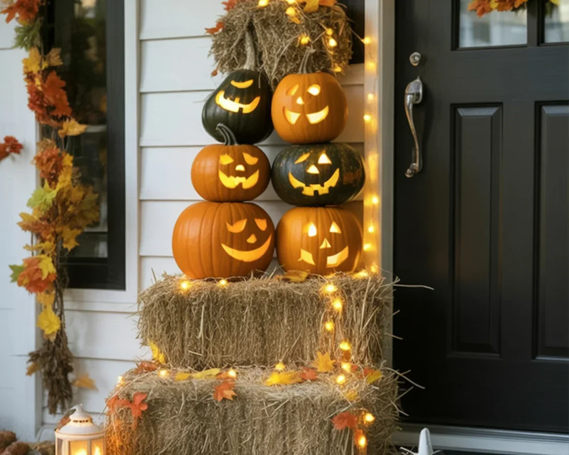 Outdoor Halloween decoration featuring spooky inflatables and thematic yard decor.