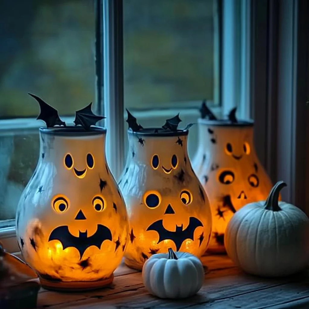 DIY spooky glow-in-the-dark ghost jars for Halloween decor