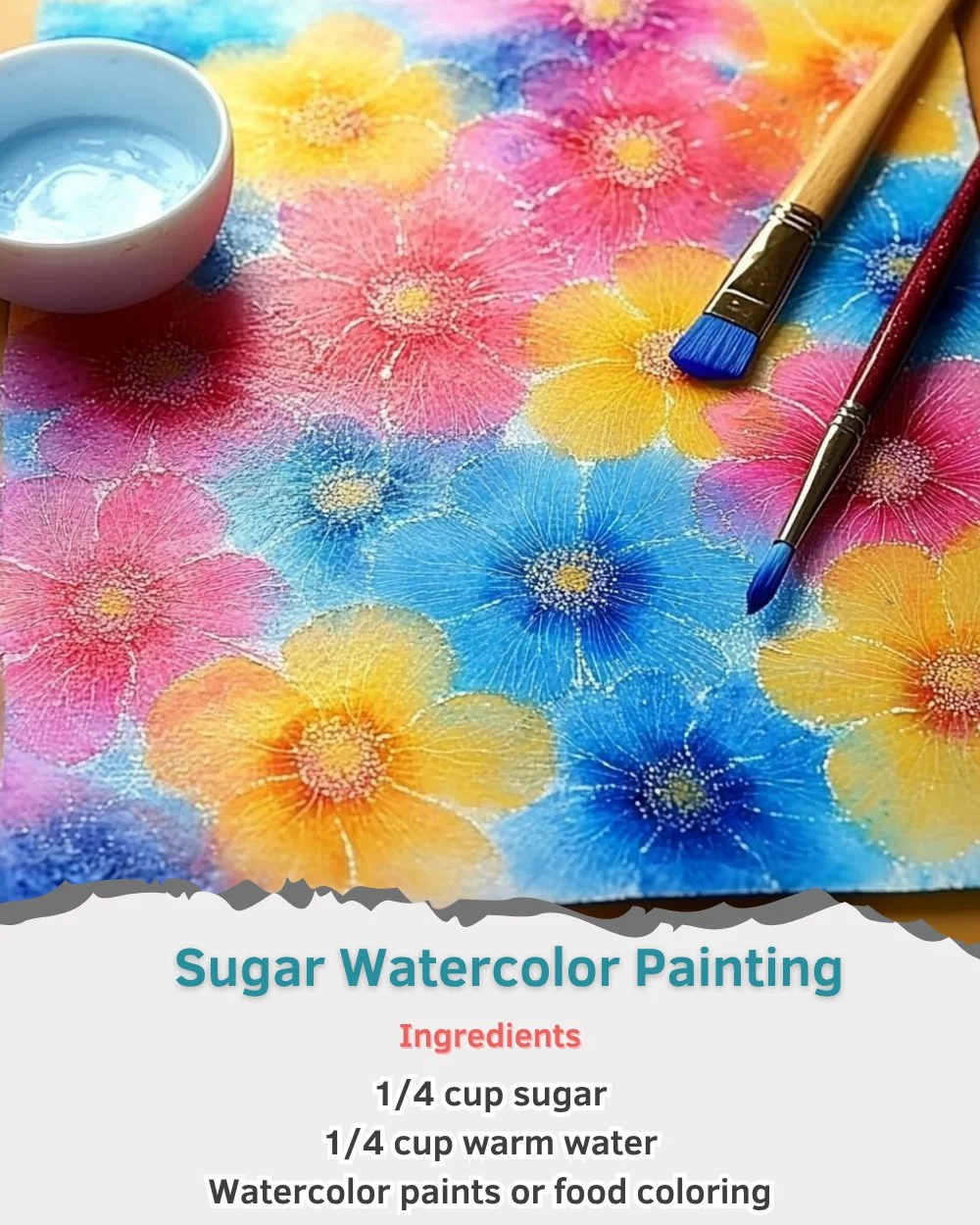 Beautiful sugar watercolor painting showcasing vibrant colors and techniques.