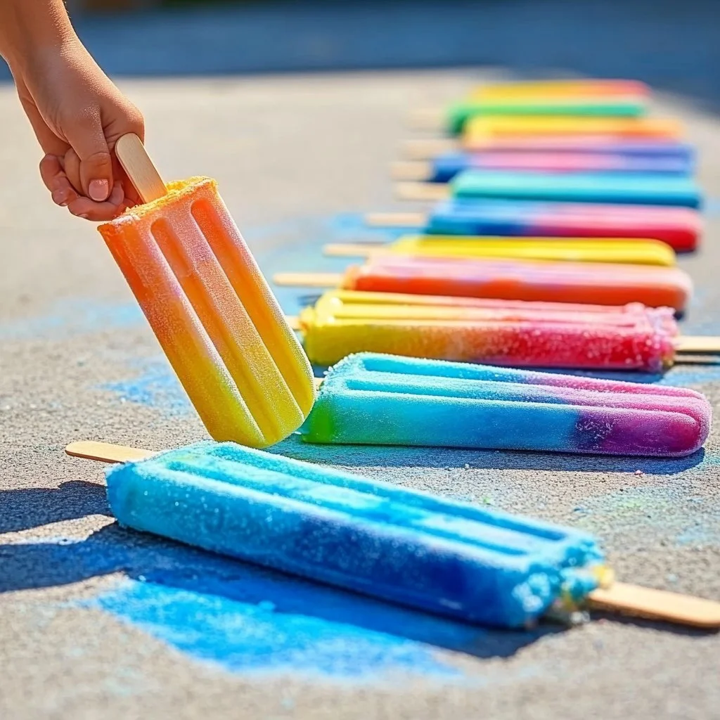 Colorful Ice Chalk Popsicles for summer fun and refreshment