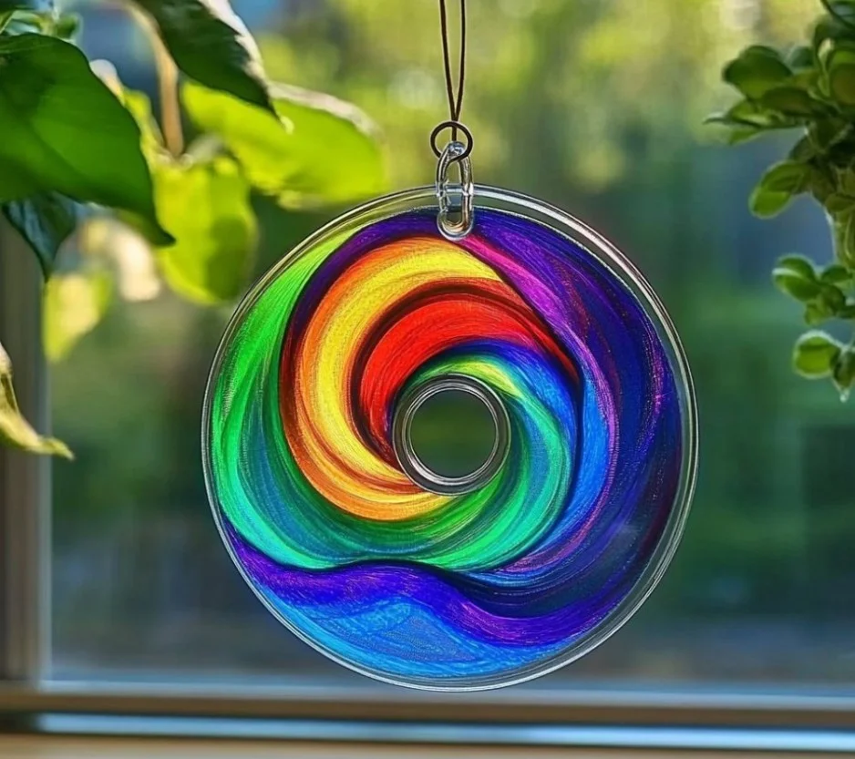 DIY vibrant suncatchers made from old CDs