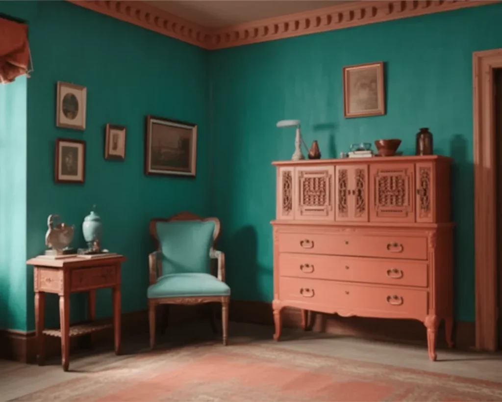 70s inspired living room with bold patterns and retro decor ideas.