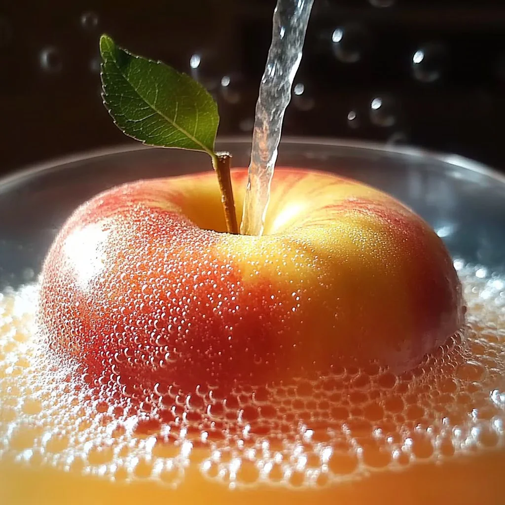 Child conducting the Apple Bubble Experiment to explore bubble formation science.