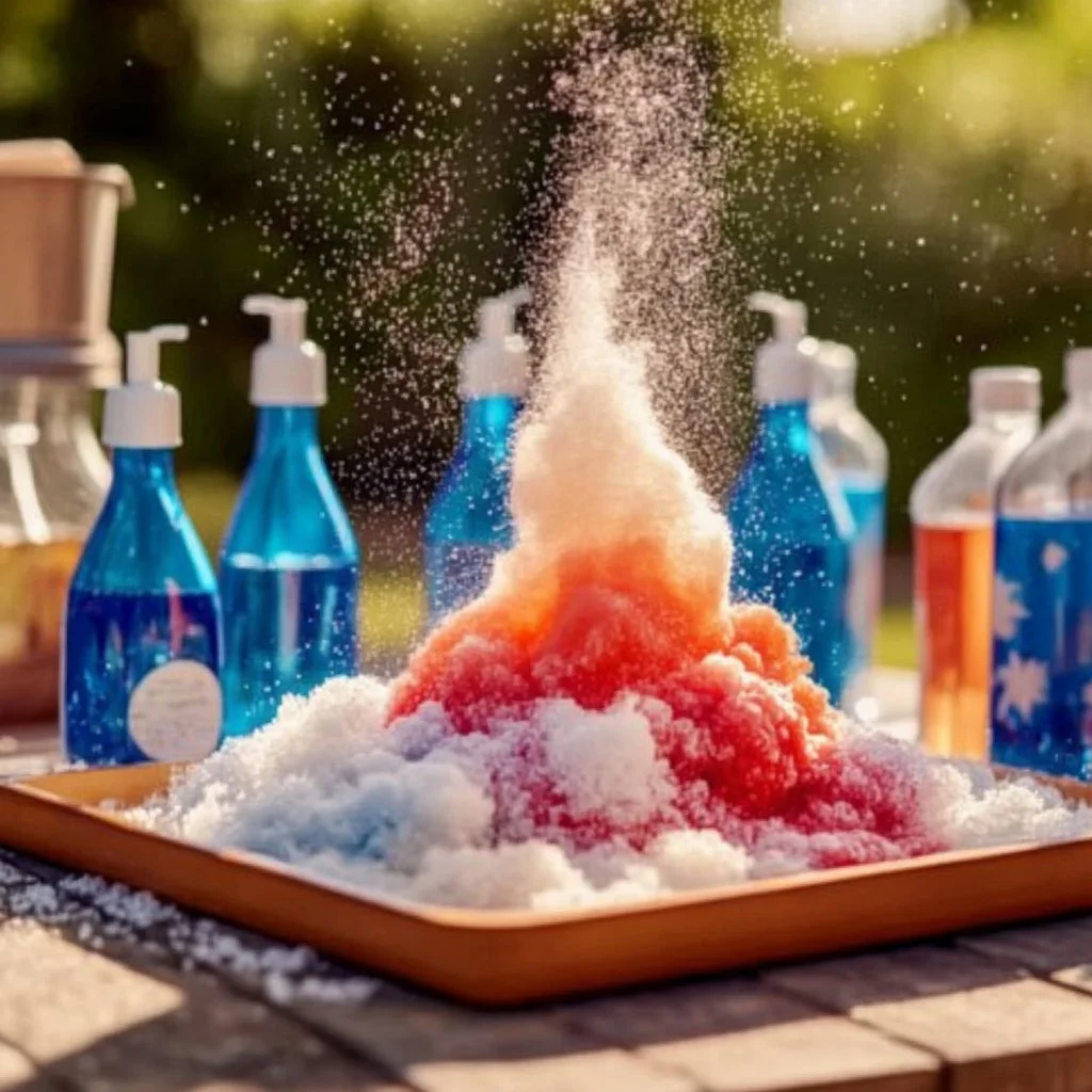 Baking soda and vinegar volcano fireworks demonstration