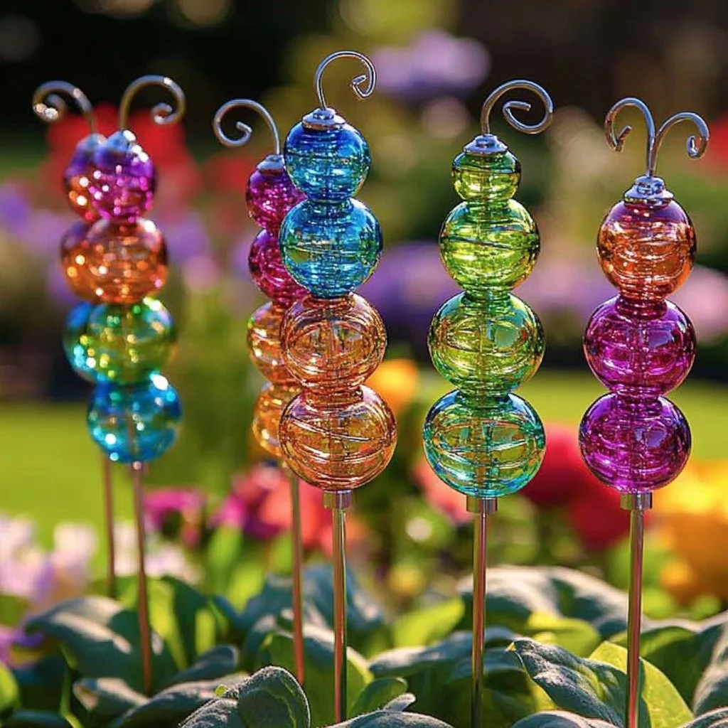 Beaded Garden Sparkler lighting up a beautiful garden