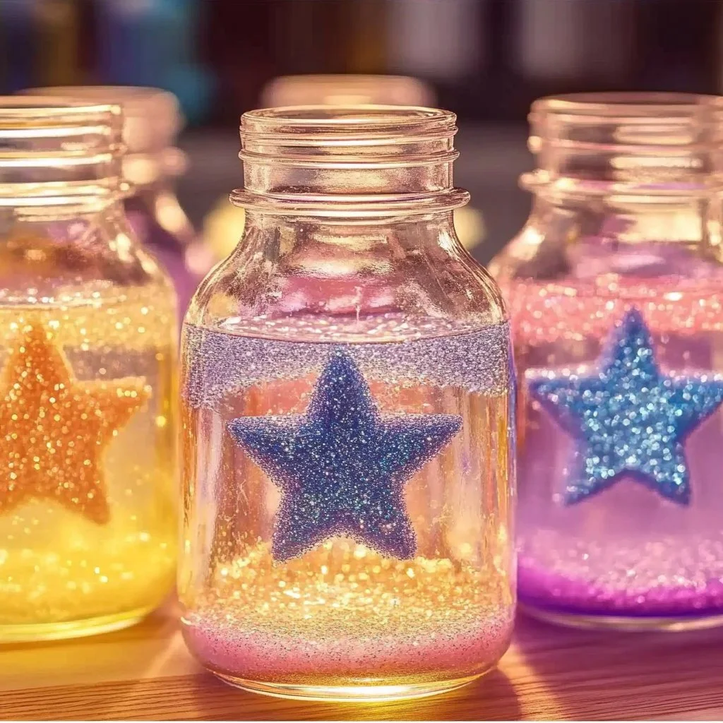 Beautiful Borax Crystal Star Ornaments hanging, showcasing intricate crystal patterns.