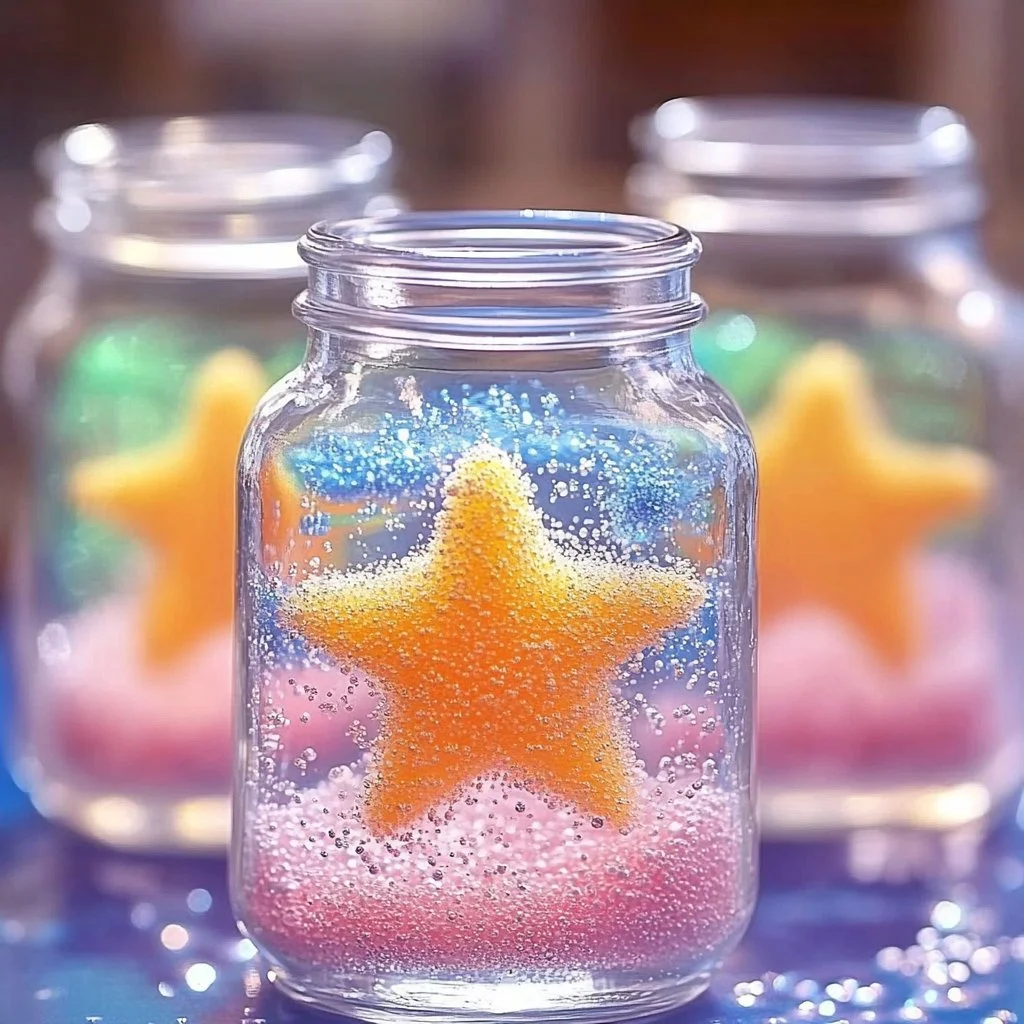 DIY Borax Crystal Star Ornaments in various colors