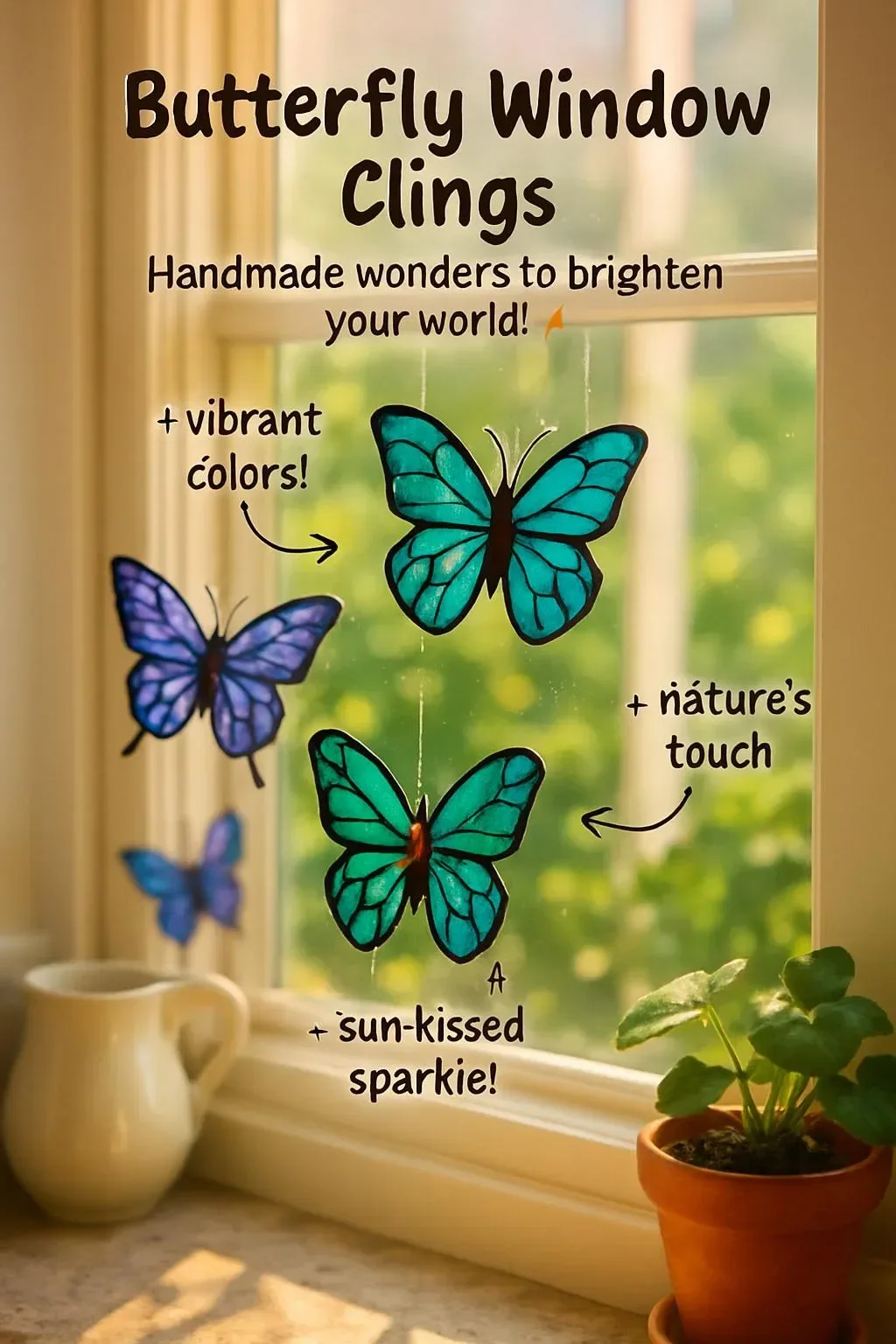 Colorful butterfly window clings for home decor enhancement