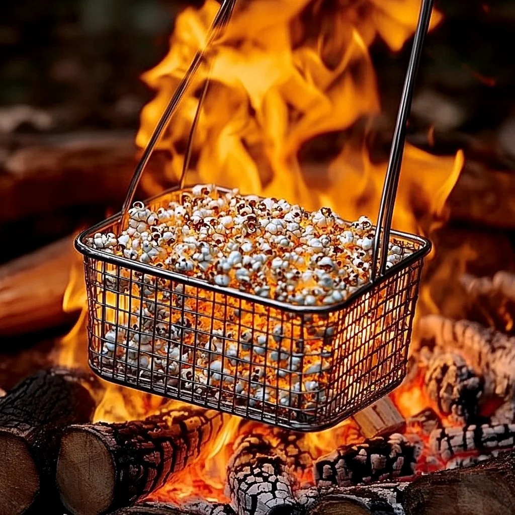 Campfire popcorn cages for making popcorn over a fire