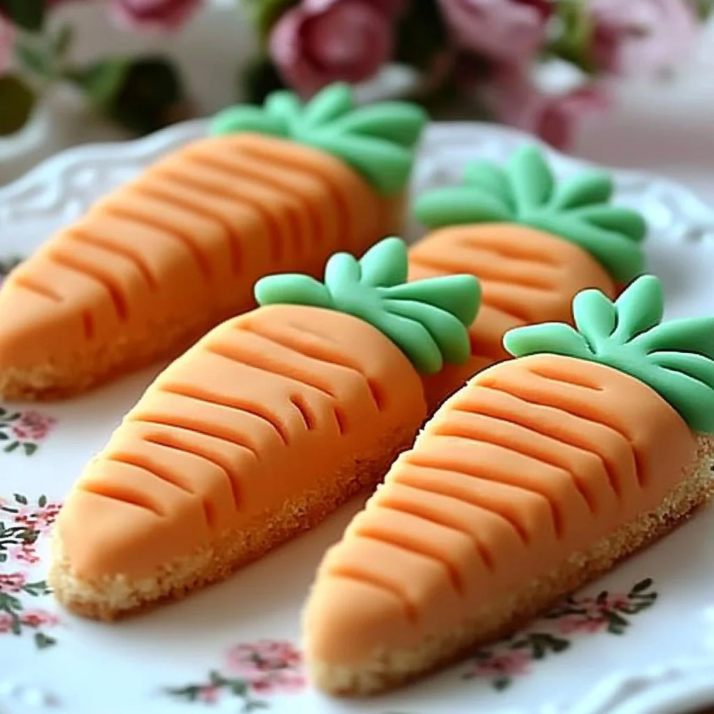 Carrot shaped blonde brownies decorated for a festive dessert