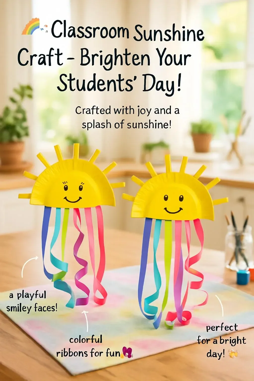Classroom sunshine craft project for kids to brighten their day.