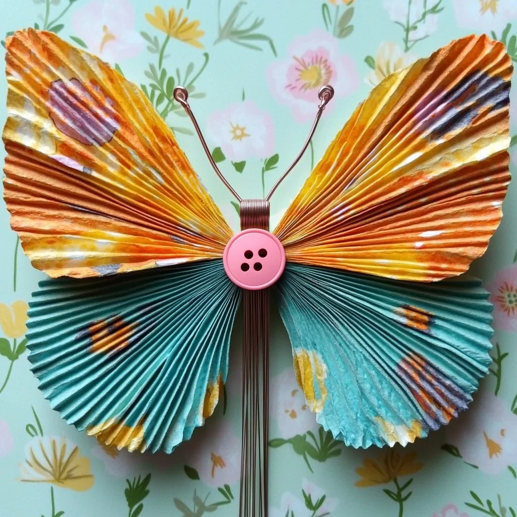 Colorful cupcake liner butterflies crafts for springtime decorations