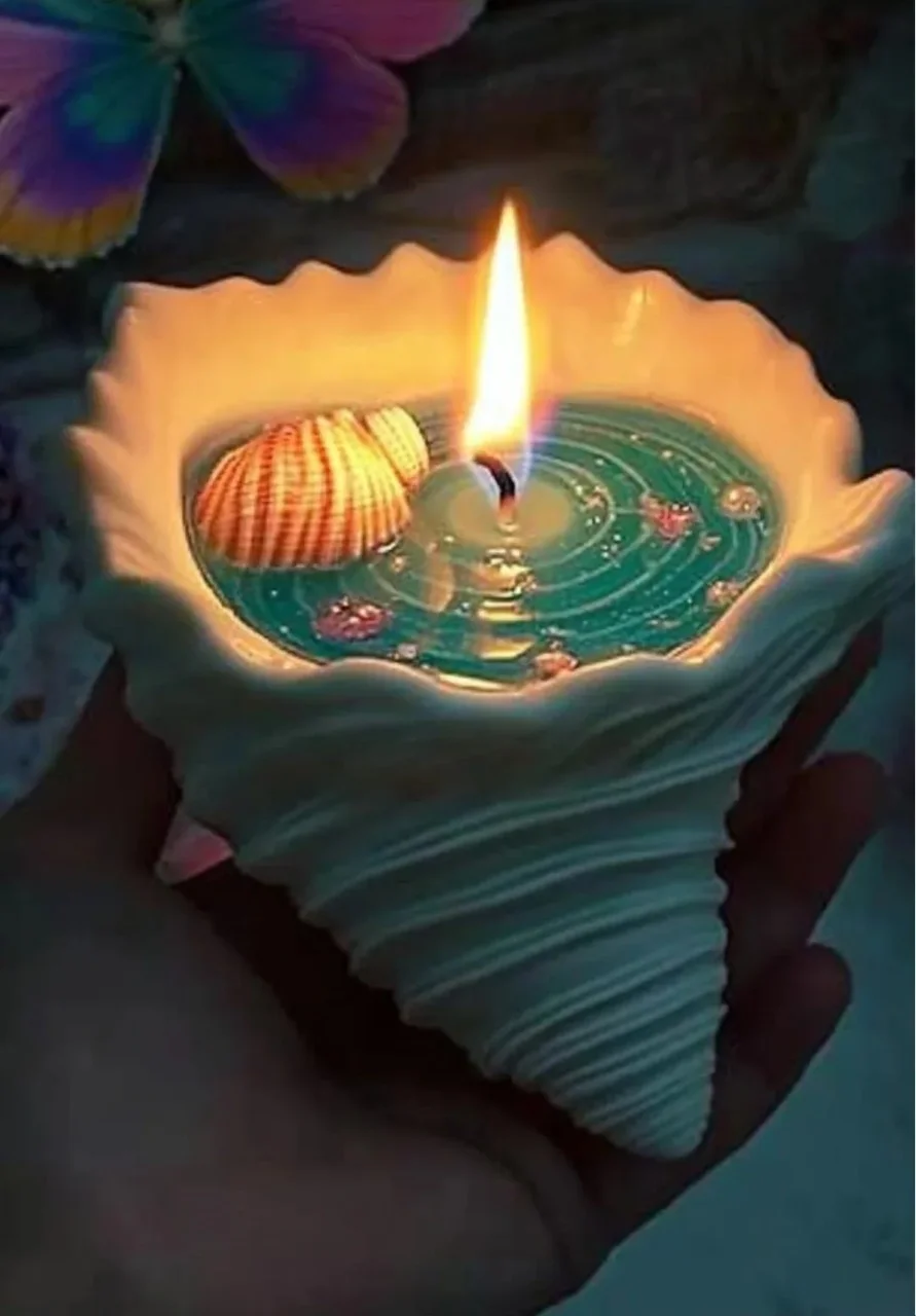 Decorative Conch Seashell Candle for coastal-themed home decor