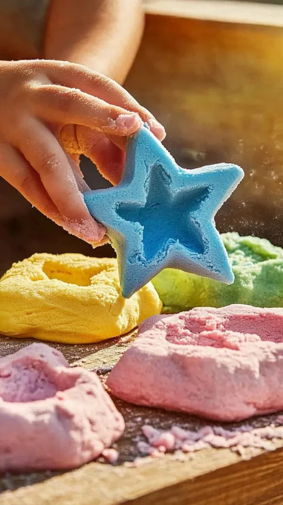 Colorful cornstarch and chalk dough for creative crafts and sensory activities.