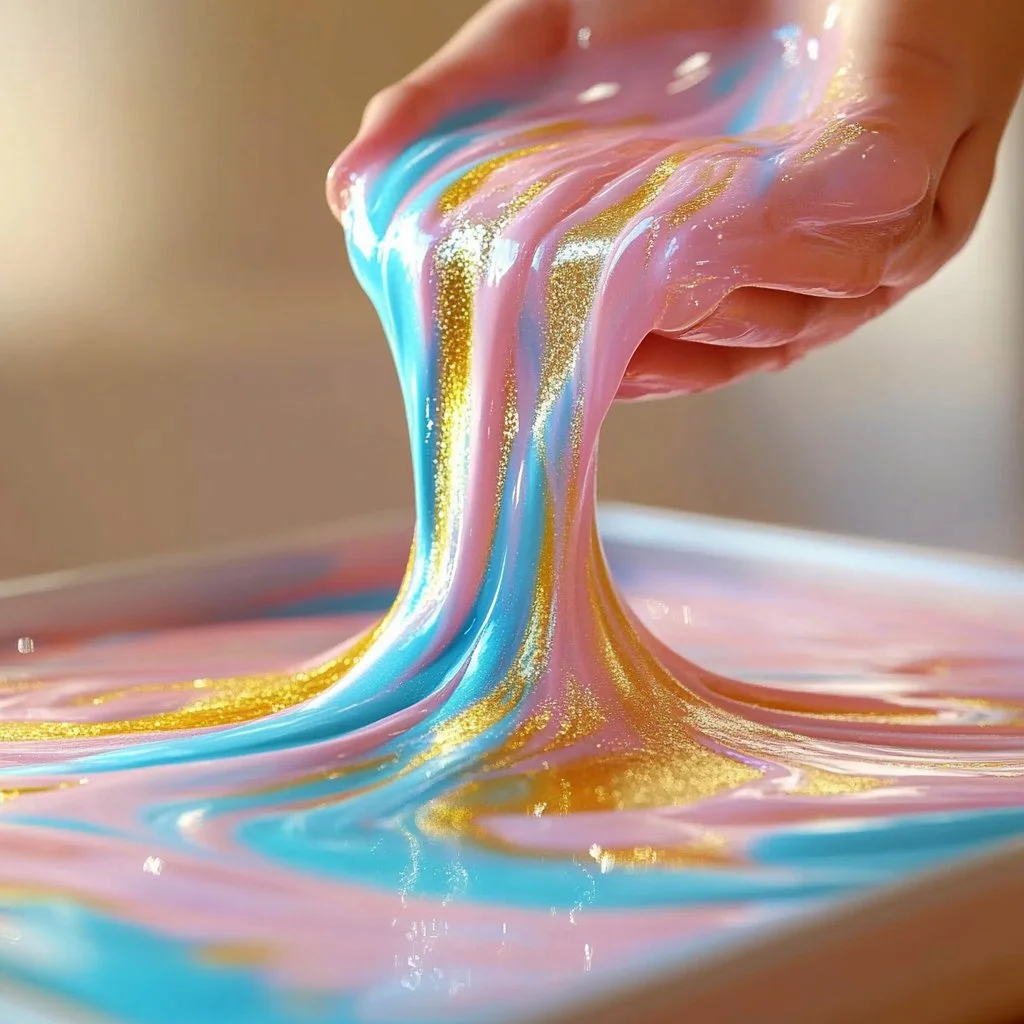 A mixture of cornstarch and oil demonstrating slippery quicksand effect.