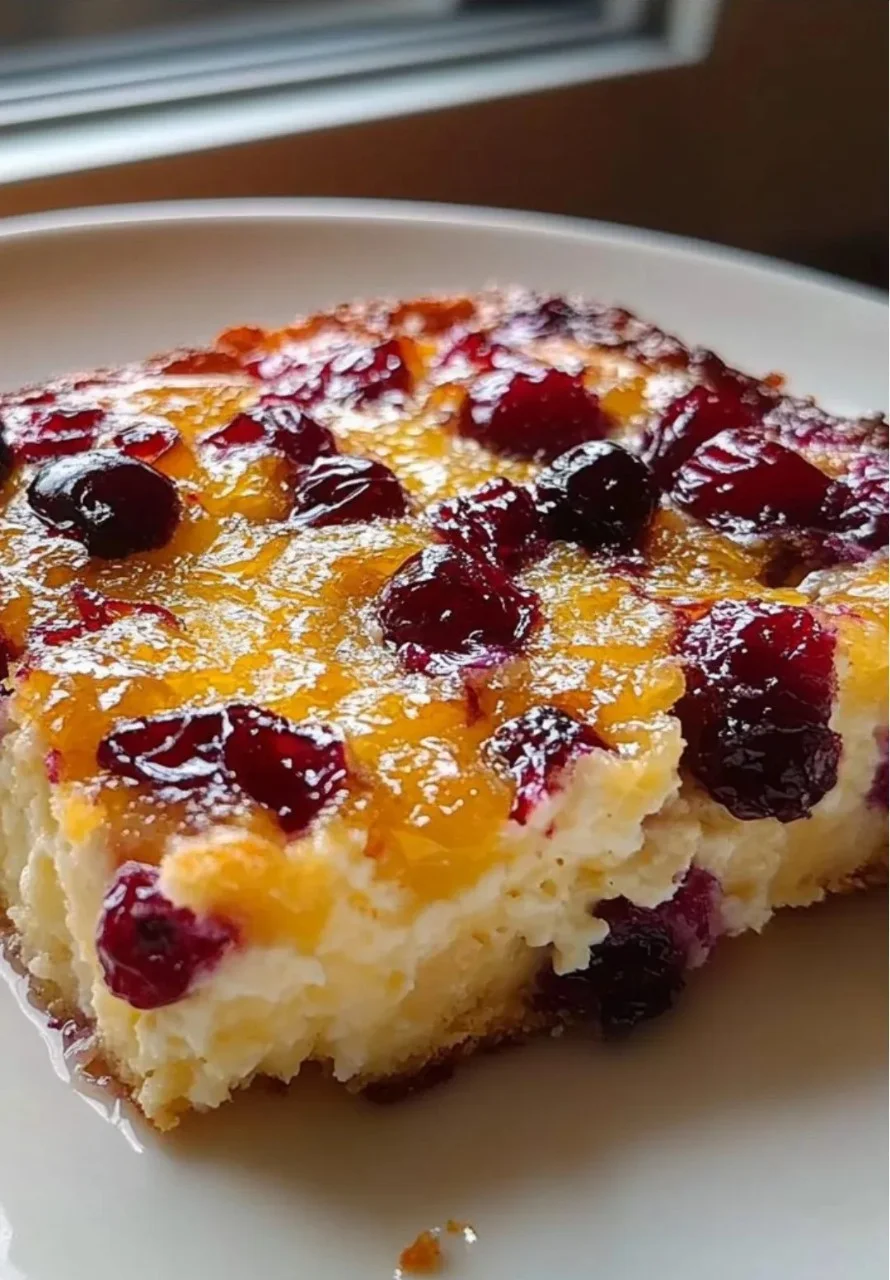 Cottage Cheese Cranberry Orange Breakfast Bake served in a dish