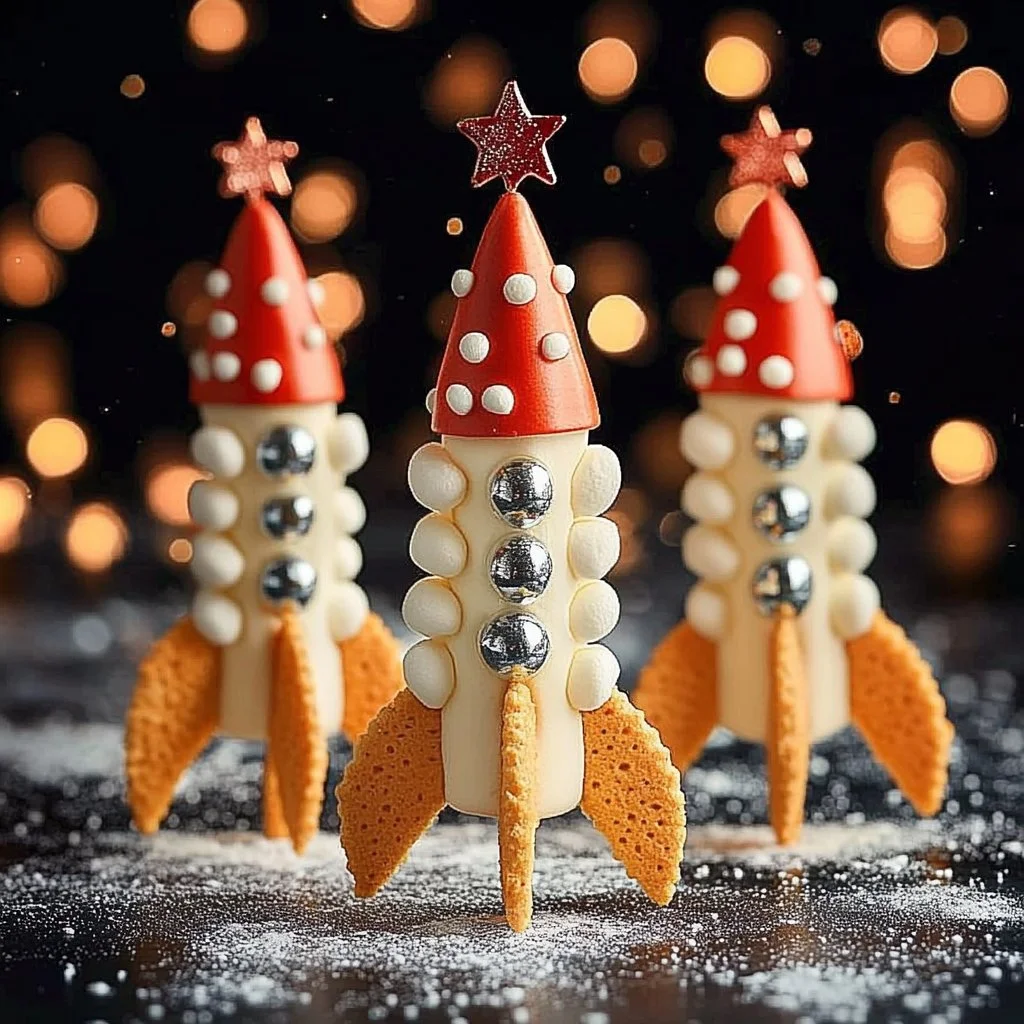 Crunchy marshmallow-powered snack rockets ready for a tasty treat.