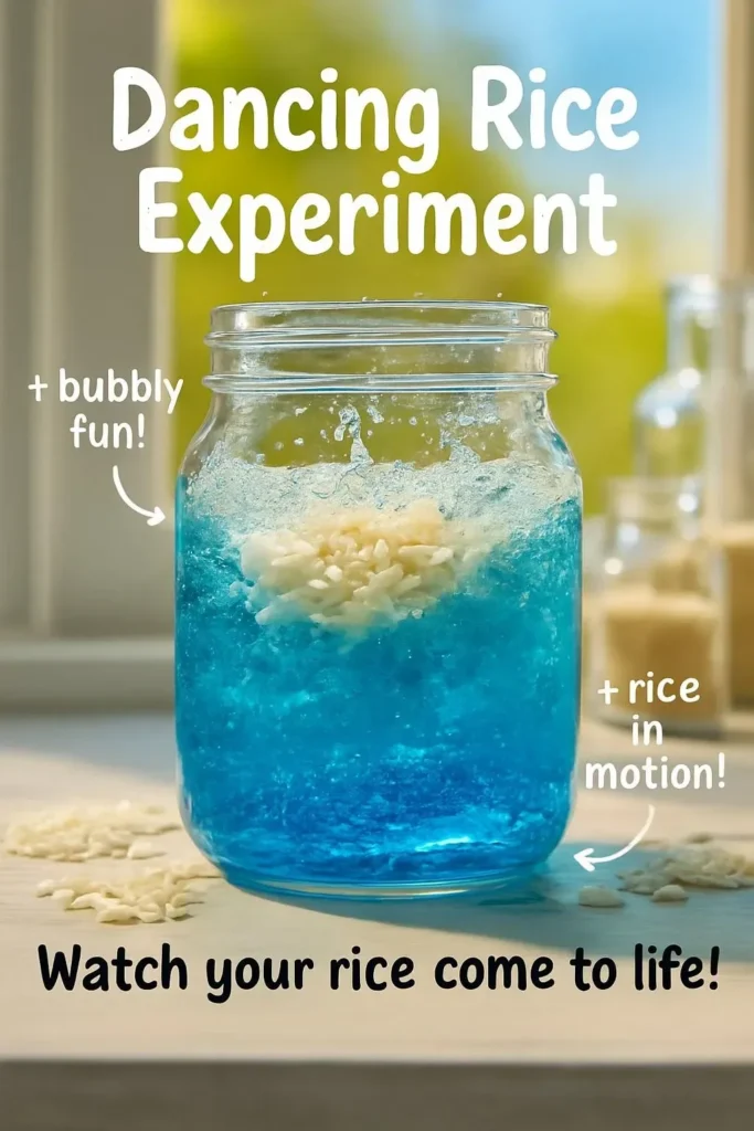 Dancing Rice Experiment showing rice grains moving in water.