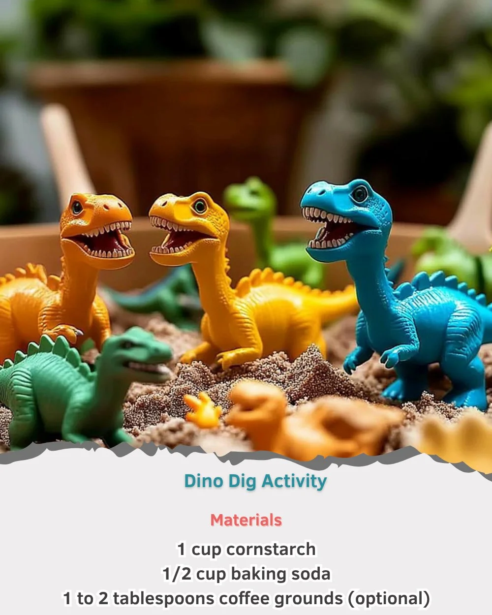 Children participating in an exciting Dino Dig activity, uncovering dinosaur fossils.