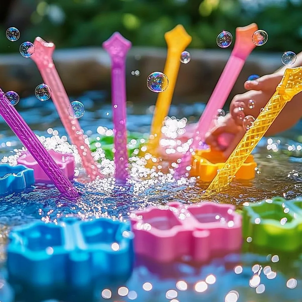 Colorful DIY bubble straw wands for creating bubbles easily.