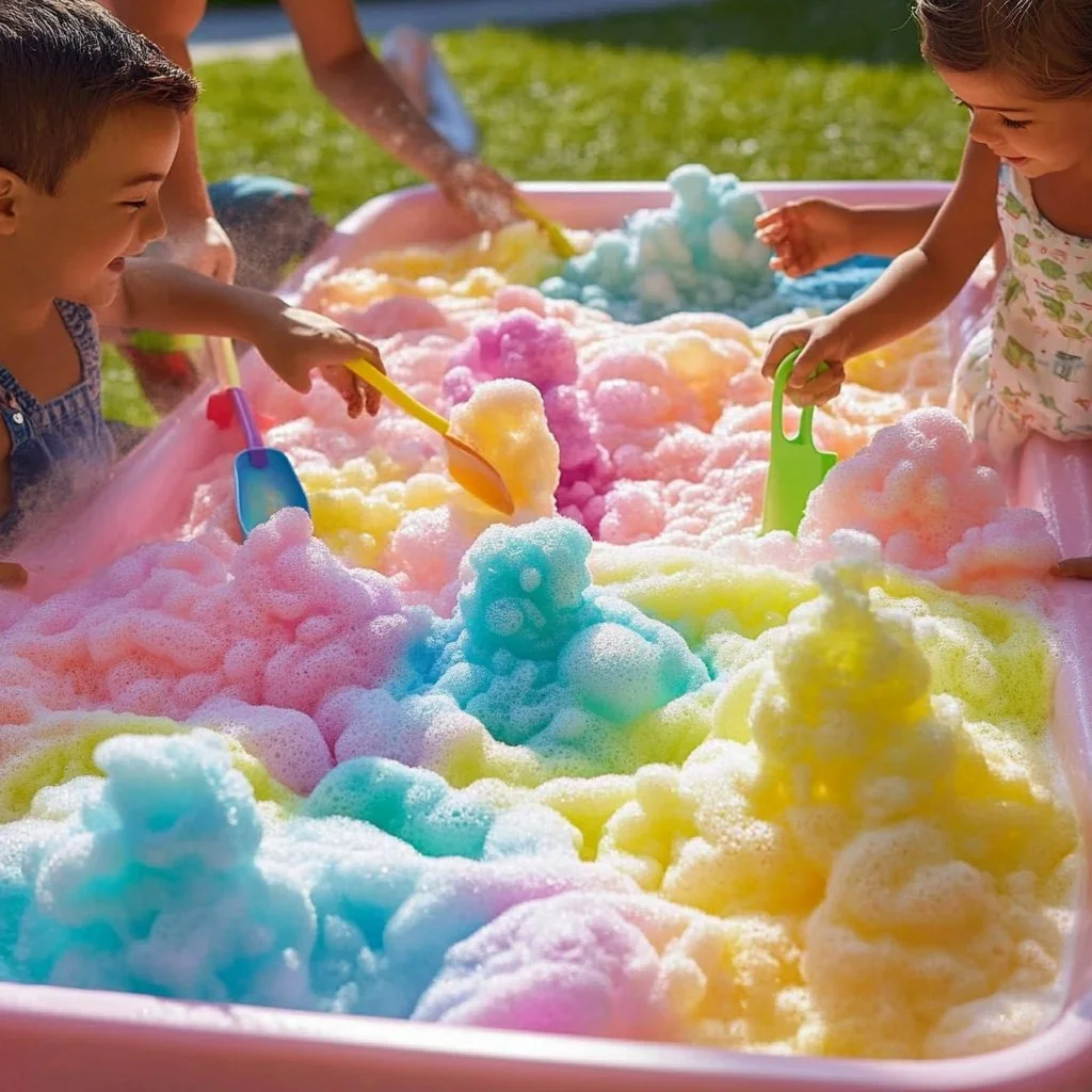 Colorful DIY foam bubble pile project showcasing vibrant hues and creative ideas.