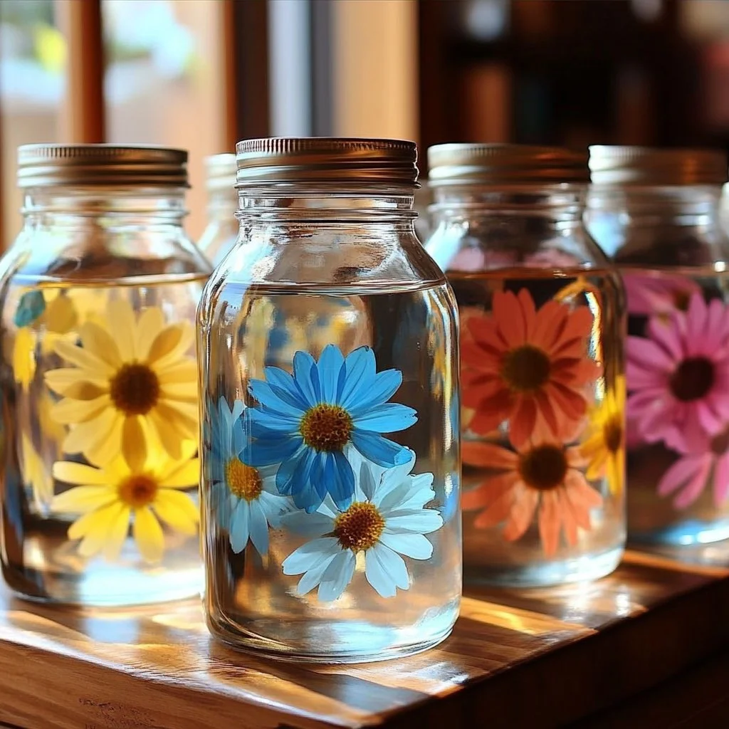 Homemade gel air fresheners in decorative jars