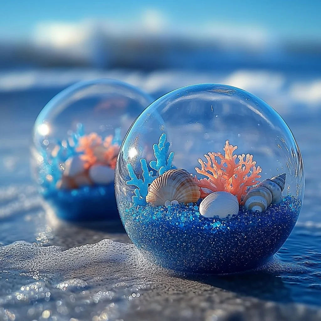 DIY glitter ocean sensory balls for sensory play and relaxation.