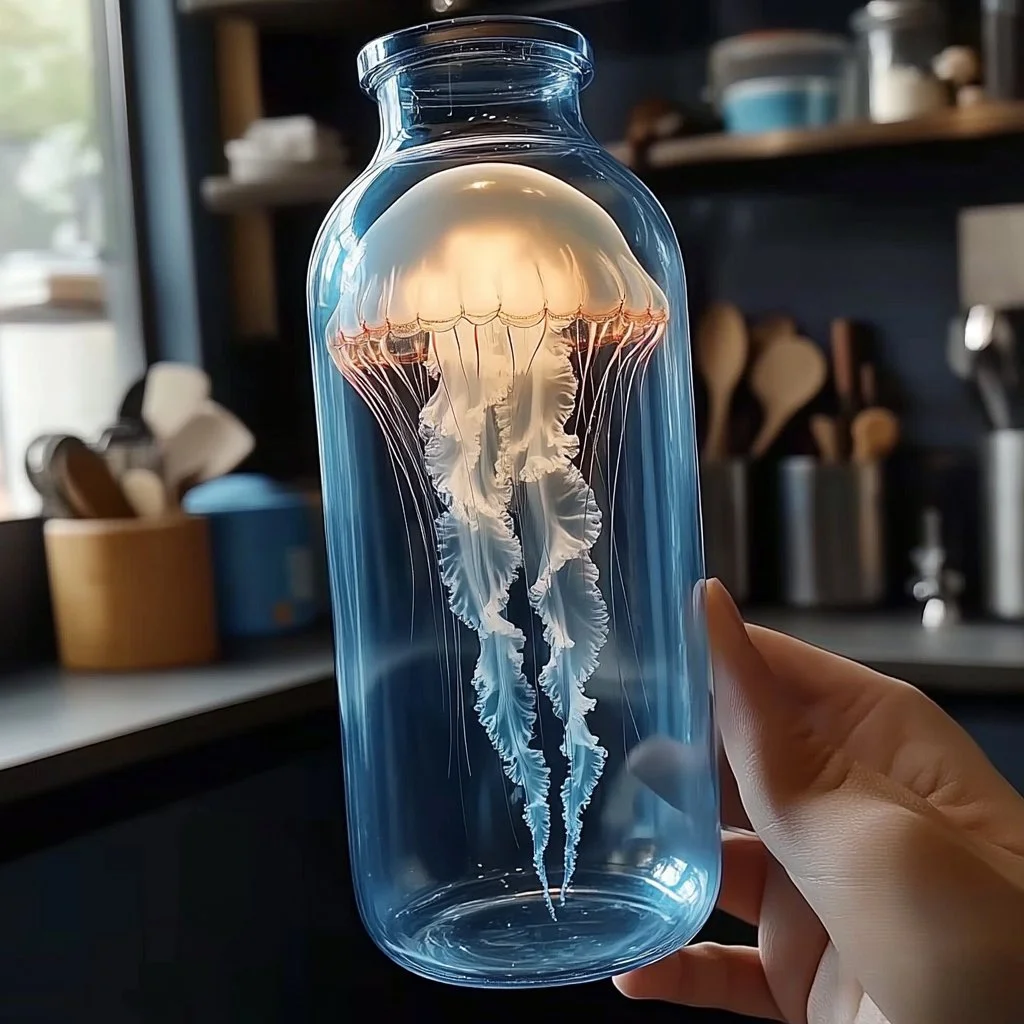 DIY jellyfish in a bottle craft project with colorful designs