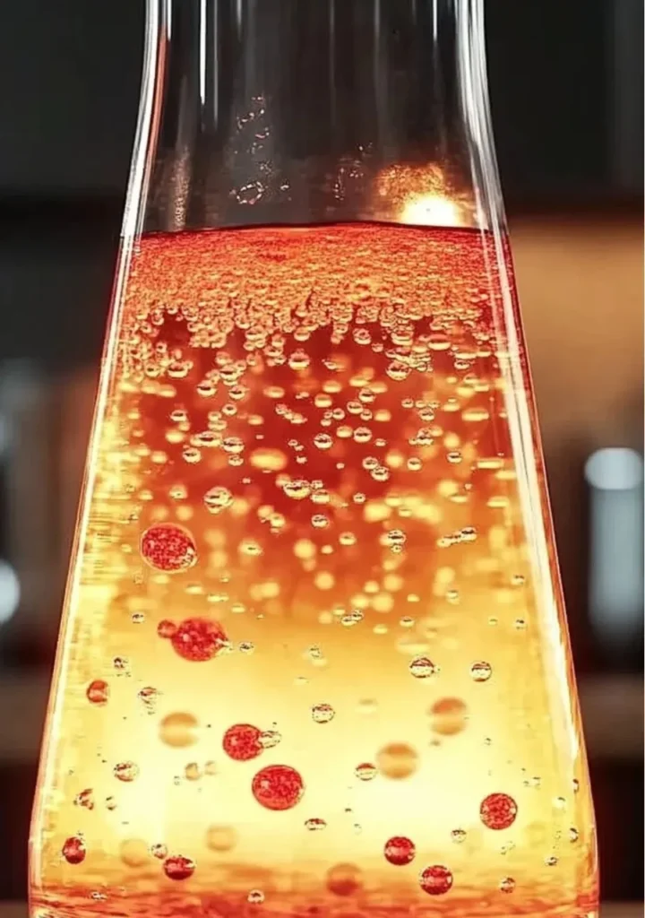 Homemade DIY lava lamp with vibrant colors and bubbles