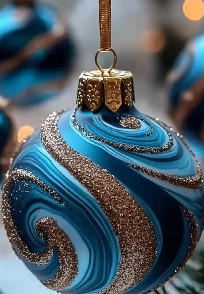 DIY mystery marbling ornament tutorial for creative holiday decorations.