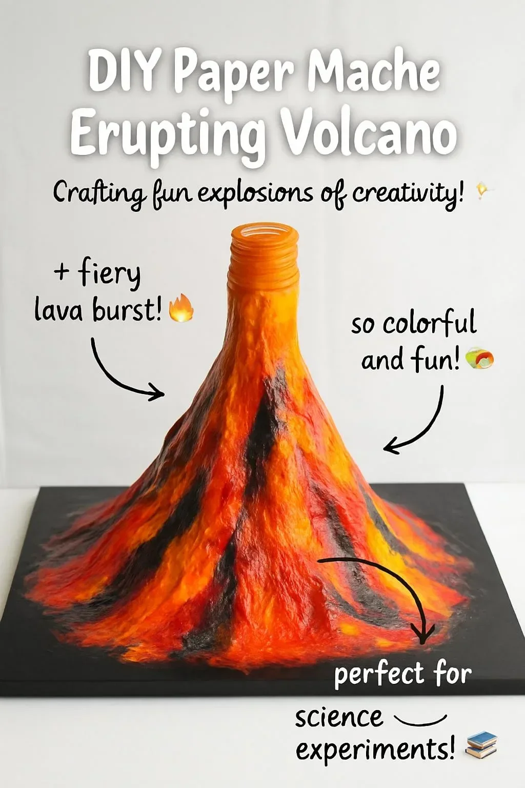 DIY paper mache volcano eruption project for kids