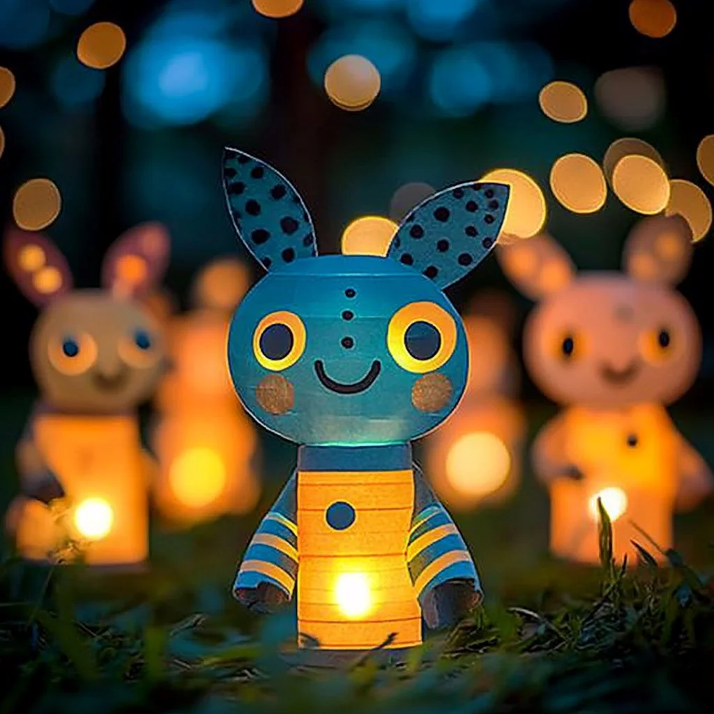 Colorful DIY paper roll fireflies for kids' craft projects