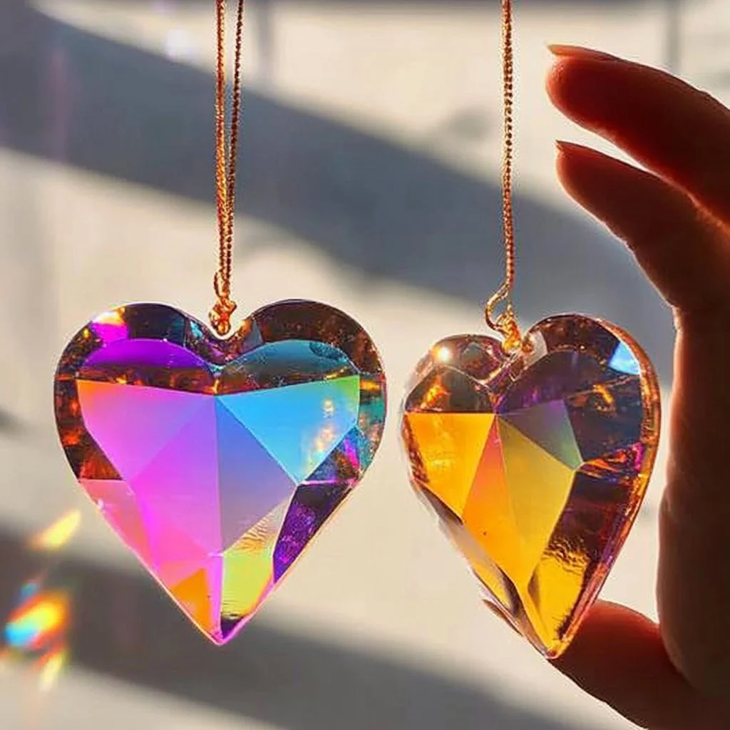 DIY Rainbow Sun Catcher Hearts for colorful home decor
