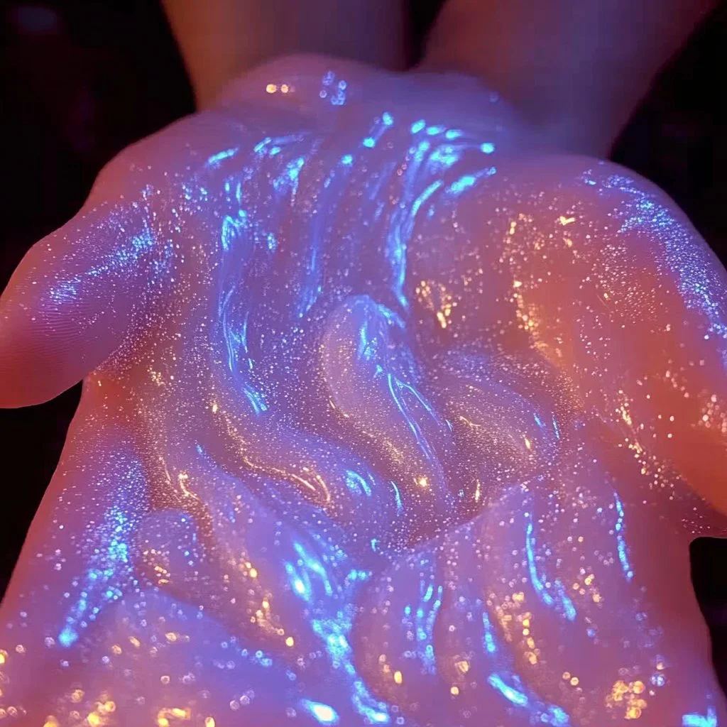 Colorful DIY slime displayed in various shapes and textures